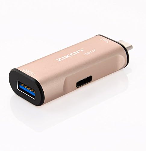 Charge &amp; SYNC ZiKON USB-C to USB-A HUB / Adapter with Fast Charging Port for USB Type C Devices including the New Macbook, Chromebook Pixel and More (Rose)