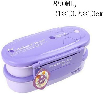 850ML Double Layer PP Plastic Kids Lunch Box With Spoon Fork