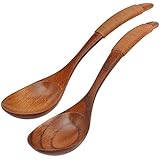 Sealike Vintage Chinese Style Handcrafted Wooden Soup Spoon Set of 2 with a stylus