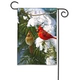 Cardinals in the Snow Garden Flag 12.5