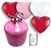 Helium Ballongas Set mit 55 bunt gemischten (rot, rosa und weiß) Herz-Luftballons ø28 cm, Ballonband und Heliumflasche