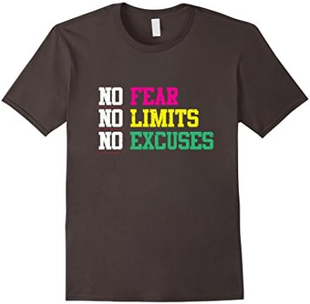 Men's No Fear No Limits No Excuses TShirt Large Asphalt