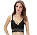Shawhuaa Womens Sexy Lace V Neck Bralette Tank Top Half Cami Sports Bra Black