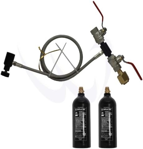WaveToGo Dual Valve Paintball Co2 Fill Station 50" Hose + 2 Pack 20oz Co2 Tank