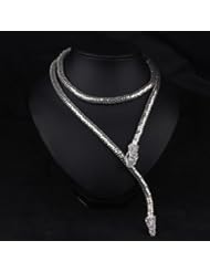 Jewelry: SunIfSnow Fashionable Accessories Snake Silver Golden Nightclub Party Necklace silver - SunIfSnow