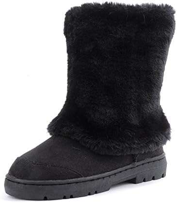 Clpp'li Womens Fur Covered Fully Fur Lined Waterproof Winter Snow Boots-Black-8