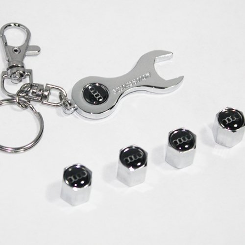Audi Tire Valve Caps with Wrench Keychain