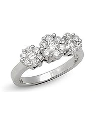 1 Carat Diamond 14K White Gold Cluster Ring