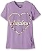 adidas Big Girls' Short Sleeve Graphic Tee, Purple Glow, Large/14