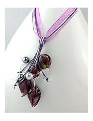 Purple Cotton Necklace In 92.5 Sterling Silver