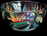 Bird of Paradise Design - Hand Painted - Serving Bowl - 8 inch diameter