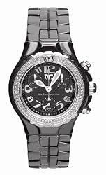 TechnoMarine Women's DTCB02C MoonSun Ceramic Diamond Silver-Plated Black Watch