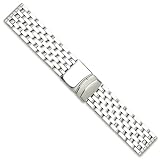Breitling Navitimer Style Solid Link Metal Watch Band - Silver - 24mm