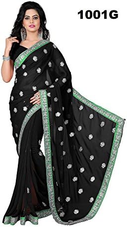 VENU SAREES Women's Faux Georgette Zari Embroidered Saree With Zari Border One Size Multi-Coloured