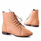 Damen Schuhe, STIEFELETTEN, SCHNÜR BOOTS, 5521, Synthetik in hochwertiger Leder Optik, Camel, Gr 39
