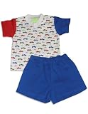 Snopea - Newborn and Infant Boys Short Sleeve Classic Cars Short Set, White, Royal (Size 6Months)