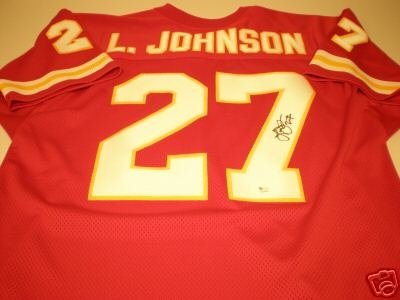 Larry Johnson Autographed/Hand Signed Kansas City Chiefs Authentic Style Jersey