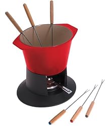 Le Creuset Enameled Cast-Iron 1-3/4-Quart Traditional Fondue Pot, Cherry