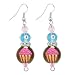 Clementine Design Kate & Macy Cupcake Crazy Earrings Painted Glass Rhinestones