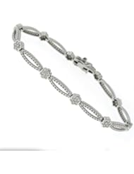 Ladies Flowers Silver CZ Bracelet