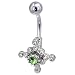 Light Green Crystal Knotted Flower Dangle Belly Ring