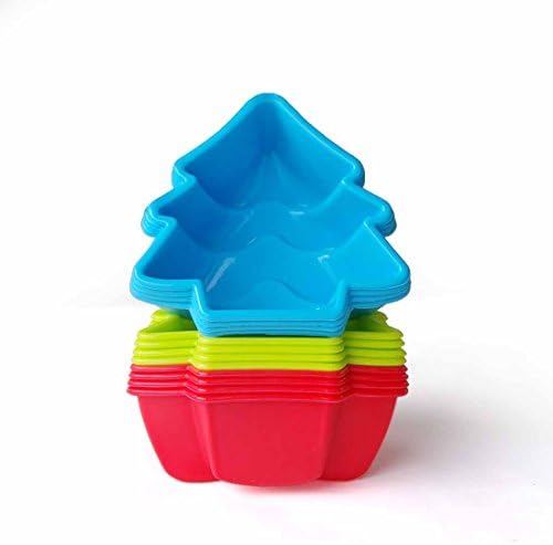 MIREN Large Size Reusable &amp; Non-stick Silicone Baking Cups / Cupcake Liners / Muffin Cup Molds in Storage Container - 12 Pack - 3 Vibrant Colors (Tree)