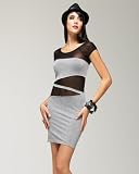 Jersey & Mesh Angled Dress