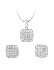 Sterling Silver Micro Pav? Squircle CZ Set (Chain Not Included)