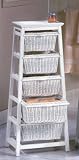 White Wicker 5-Basket Cabinet