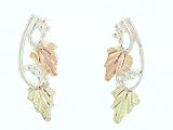 Authentic Classy Black Hills Gold & Sterling Silver Two Leaf Post Earrings