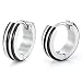 Unique Stainless Steel Hoop Earrings for Men (Silver Black)