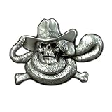 Skeleton Cowboy with Rattlesnake Pewter Belt Buckle