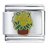 Yellow Flower Basket Italian Charms Bracelet Link