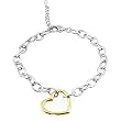 Tutone Chain Link Bracelet, Goldtone Heart, Silvertone Chain Link Bracelet, Lobster Clasp
