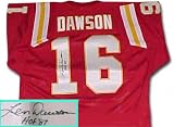 Len Dawson Autographed Throwback Red Jersey with ''HOF 87'' Inscription