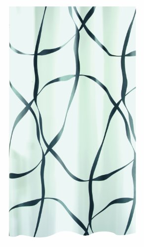 Imperial Spirella Ribbon Polyester-Duschvorhang mit Perl-Effekt, 240&nbsp;x&nbsp;200&nbsp;cm, wei&szlig;/ schwarz