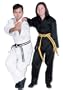 Karate Uniform Medium Weight White/Black Poly cotton Uniform Size 000 to 7