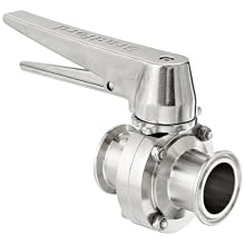 Dixon B5101S150CC-C Stainless Steel 316L Butterfly Valve with Trigger Handle and Silicone Seal, 1-1/2" Tube OD