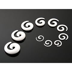 Expander SPIRALE TAPER WEI� Dehnungsspirale Schnecke Acryl - W�hle deine Wunschgr��e in mm