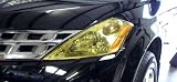 Nissan Murano headlight cover protection film -yellow tinted by LaminX 03-06 Nissan Murano Headlight and foglight yellow-tinted cover protector film - Nissan Murano - Head and foglight deflector shields