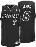 NBA Men's Miami Heat LeBron James Black-Black-White Swingman Jersey (Black/White, Large)