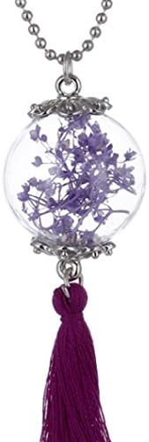 OVERMAL Long Sweater Chain,Ladies Handmade Natural Dried Flower Inside Locket Necklace (Purple)