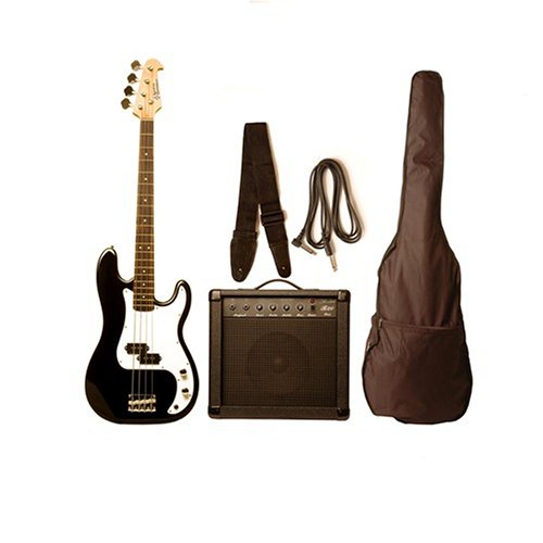 MusicalInstruments: Austin Bazaar Electric Bass Pack with 15 Watt Amp   Black