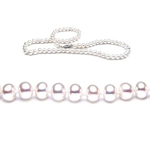 Single Strand 18 Inch 6.0-7.0mm White Semi-Round Freshwater Cultured Pearl... by