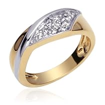 Aesthetic Grace: Gold Vermeil Two-Toned Engagement Ring with CZ Diamond