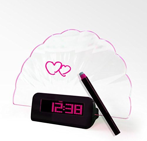 Hankcares Colorful Office Fan LED Digital Desk Electronic Alarm Clock with Message Board
