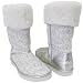 COACH SIGNATURE NIKOLE SLVR SHEARLING LINED BOOTS 7 NEW