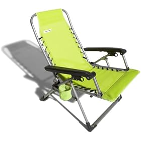 Strathwood Multi-Position Beach and Pool Lounge Chair, Lime Fizz with Silver Frame