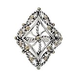 Sterling Silver Two Tone Stud Twisted Large Diamond Ring Size 7