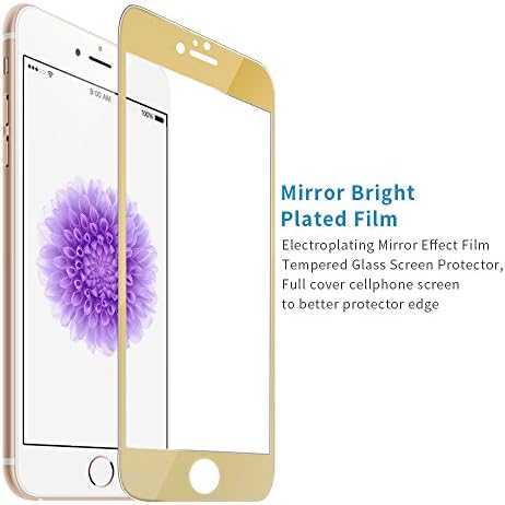 iPhone 5S 5C 5 Screen Protector, Electroplating Mirror Effect Film, Ballistic Tempered Glass Protector, F-color™ Maximum Screen Protection from Bumps, Drops, Scrapes 0.3mm 9H 2.5D HD - Gold